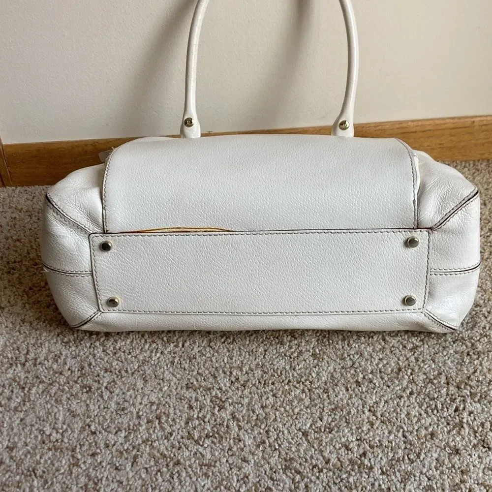 Kate Spade White Pebble Grain Leather Shoulder Bag Purse w/ Dust Bag